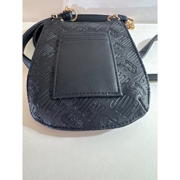 Juicy Couture Black Embossed Crossbody Bag Gold Chain Strap; Crown Print Lining* - Picture 4 of 8